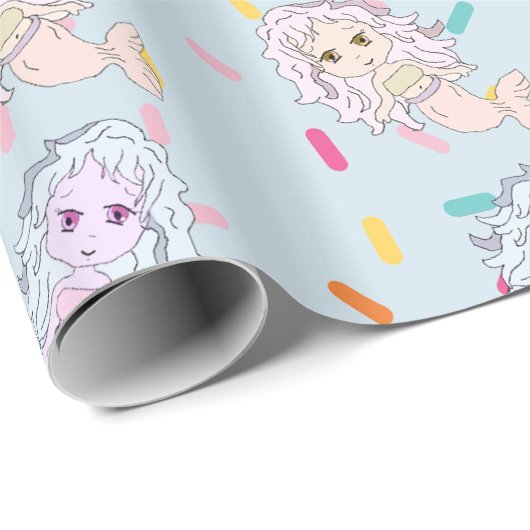 Hübsche Mermaids und Candy Sprinkles Geschenkwrap Geschenkpapier (Rolleneckpunkt)