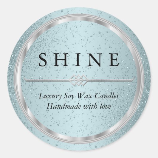 Hübsche Metallic Silver und Aqua Blue Labels Runder Aufkleber (Vorderseite)