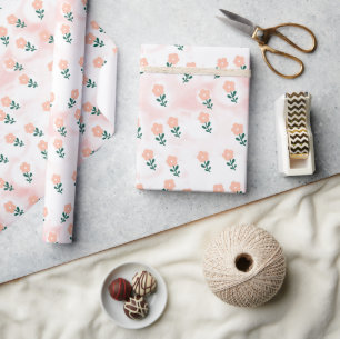 Hübsche Mini Peach Floral Pattern Ditsy Geschenkpapier