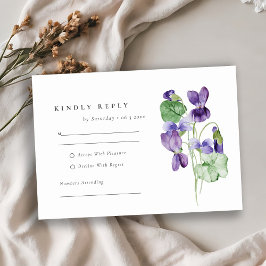 Hübsche Minimal Elegante Violet Blumenstrauß Hochz RSVP Karte