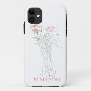 Hübsche minimale moderne Kontur der Blume für Frau Case-Mate iPhone Hülle