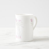 Hübsche minimale moderne Kontur der Blume für Frau Porzellantasse (Vorderseite Rechts)