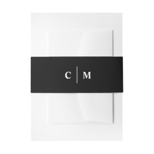 Hübsche Minimalistische Hochzeitsinitialen in Schw Einladungsbanderole
