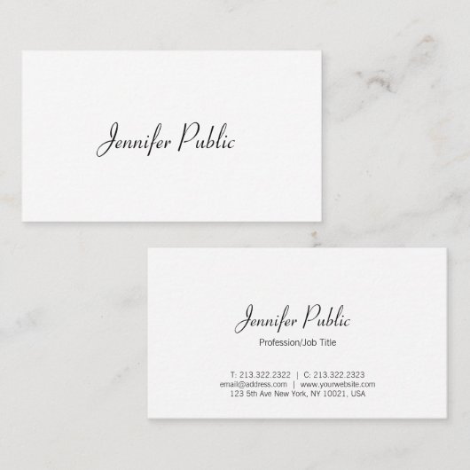 Hübsche Minimalistische Moderne Freehand Script Visitenkarte (Vorne/Hinten)