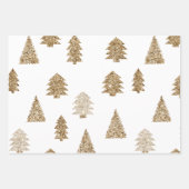 Hübsche Mint-Gold-Glitter-Glam-Christbäume Geschenkpapier Set (Vorderseite 2)