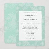 Hübsche mintweiße florale falsche Spitzenhochzeit Einladung (Vorne/Hinten)