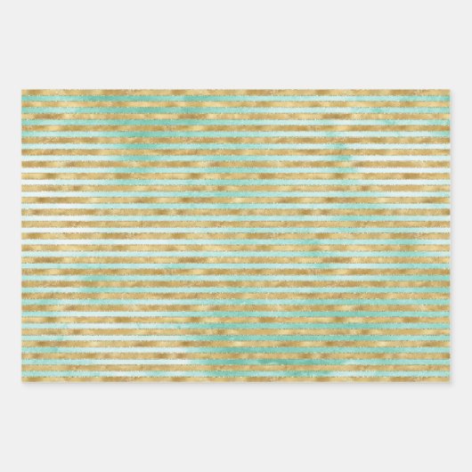 Hübsche Minze Grüne Wasserfarbe Gold Weihnachtsbau Geschenkpapier Set (Vorderseite 2)