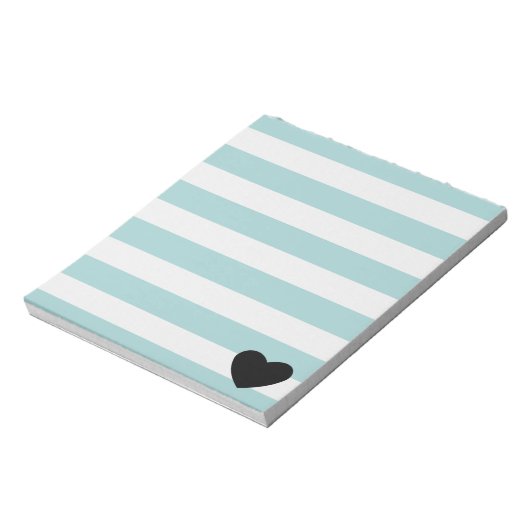Hübsche Minze und weiße Streifen Herz Notizblock (Rotiert)