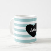 Hübsche Minze und weißes Streifen-hallo Herz Kaffeetasse (Vorderseite Links)