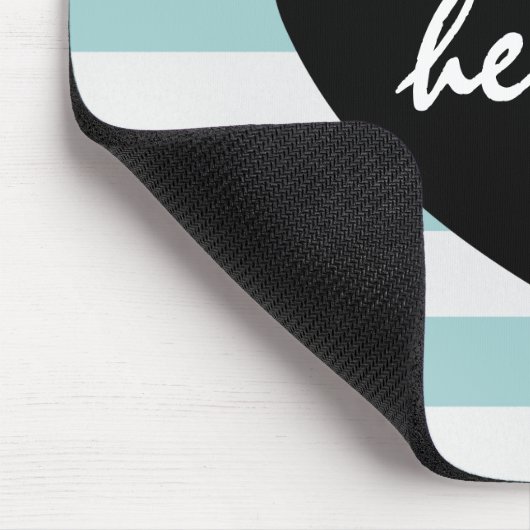 Hübsche Minze und weißes Streifen-hallo Herz Mousepad (Ecke)