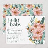 Hübsche Minznadel Rosa Blumengebäck Kinderdusche Einladung (Vorne/Hinten)