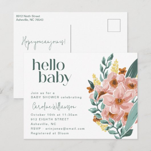 Hübsche Minznadel Rosa Blumengebäck Kinderdusche Postkarte (Vorne/Hinten)