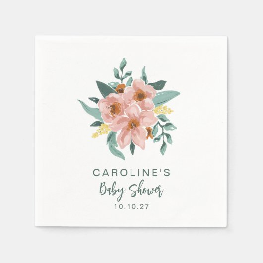 Hübsche Minznadel Rosa Blütendusche Serviette (Vorderseite)