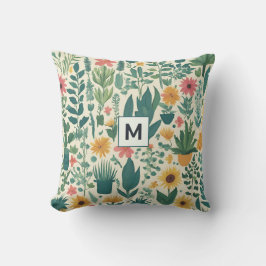 Hübsche Mit Monogramm Blumengarten Pflanze Blume Kissen