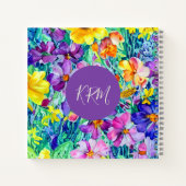 Hübsche Mit Monogramm Moderne Personalisierte Blum Notizblock (Rückseite)