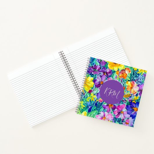 Hübsche Mit Monogramm Moderne Personalisierte Blum Notizblock (Innenseite)