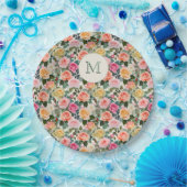 Hübsche Mit Monogramm Rose Blumengarten Elegante Pappteller (Party)