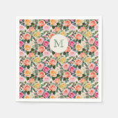 Hübsche Mit Monogramm Rose Blumengarten Elegante Serviette (Vorderseite)