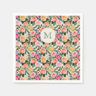 Hübsche Mit Monogramm Rose Blumengarten Elegante Serviette