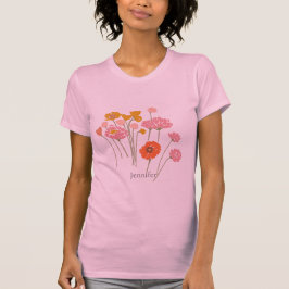 Hübsche moderne Blume mit Individuelle Name T-Shirt