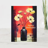 Hübsche moderne Blume und Vase Happy Birthday Karte (Vorderseite)
