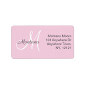 Hübsche moderne, elegante Monogram-Pink-Rücksendea Adressaufkleber (Vorne)