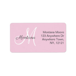 Hübsche moderne, elegante Monogram-Pink-Rücksendea Adressaufkleber