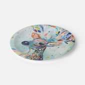 Hübsche moderne Hirschkunst Blume Antler Pappteller (Schrägansicht)