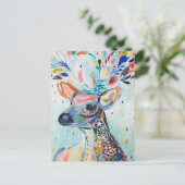 Hübsche moderne Hirschkunst Blume Antler Postkarte (Stehend Vorderseite)