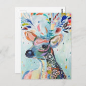 Hübsche moderne Hirschkunst Blume Antler Postkarte (Vorne/Hinten)