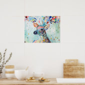 Hübsche moderne Hirschkunst-Blumen-Geweih Poster (Küche)