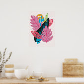 Hübsche moderne Illustration rosa Blätter Natur Poster (Küche)