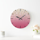 Hübsche moderne Imitate Gold Glitzer Confetti Große Wanduhr (Zuhause)