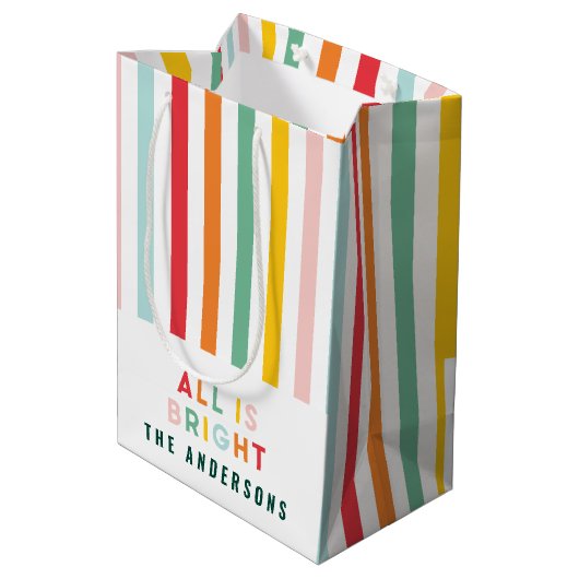 Hübsche moderne minimalistische Weihnachtszeit Mittlere Geschenktüte (Rückseite Schrägansicht)