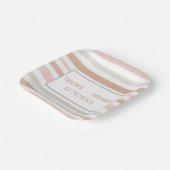 Hübsche moderne neutrale Streifen Personalisiert Pappteller (Gewinkelt)