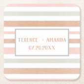 Hübsche moderne neutrale Streifen Personalisiert Rechteckiger Pappuntersetzer (Vorderseite)