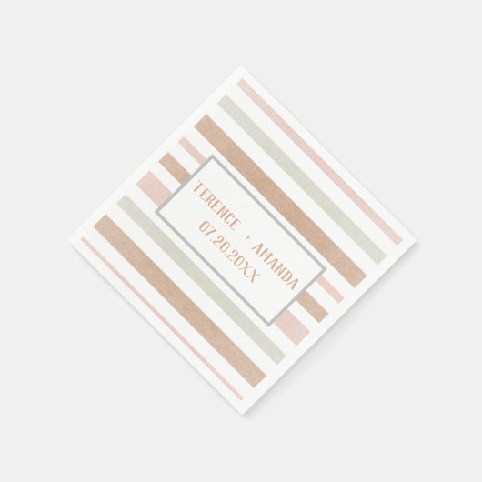 Hübsche moderne neutrale Streifen Personalisiert Serviette (Ecke)
