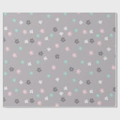 Hübsche moderne rosa blaue Blumenblütendusche Geschenkpapier (Flach)