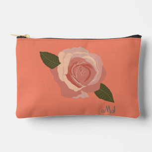 Hübsche moderne stilvolle rosa Rose+Initialen Pfir Zubehörtasche