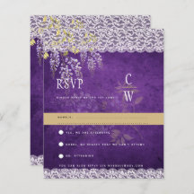 Hübsche moderne Wisteria Lace Lila Wedding RSVP