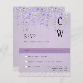 Hübsche moderne Wisteria Lace Lila Wedding RSVP