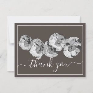 Hübsche Mohnblumen Brauner Hintergrund Dankeschön Postkarte