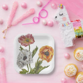 Hübsche Mohnpapier-Teller Pappteller (Party)