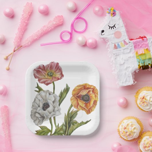 Hübsche Mohnpapier-Teller Pappteller (Party)