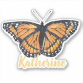 Hübsche Monarchschmetterlingsarbeit mit Namensaufk Aufkleber (Vorderseite)