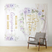 Hübsche Mondstars Lila Baby-Girl Willkommen Wandteppich (Beispiel (Horizontal))