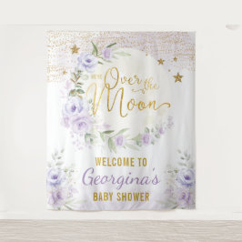 Hübsche Mondsterne Lila Blumige Baby Mädchen Willk Wandteppich