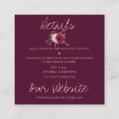 Hübsche Mongram Burgundy Blush Pink Floral Wedding Begleitkarte (Rückseite)