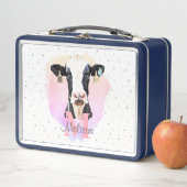 Hübsche Monogram Girls Name Rosa Niedlich Holstein Metall Brotdose (Beispiel)