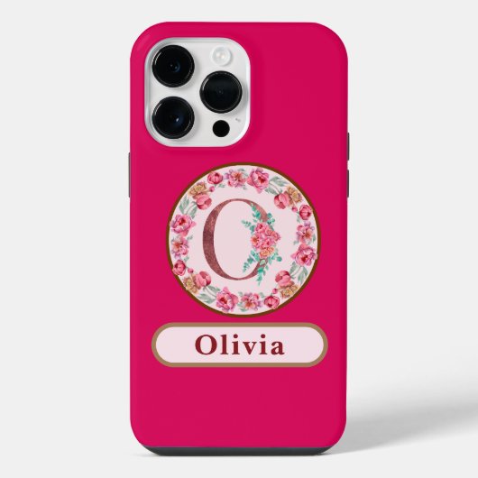 Hübsche Monogramm-O-Blumen-Hülle Case-Mate iPhone- iPhone Hülle (Rückseite)
